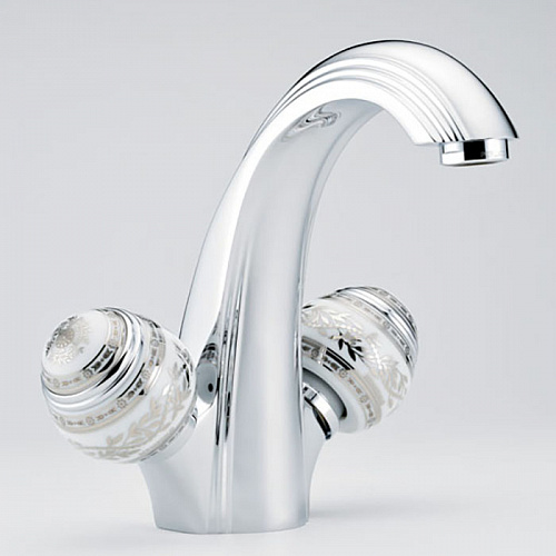 THG Marquise porcelaine blanche Смеситель для раковины, 1 отв., цвет: хром/платина/белый фарфор