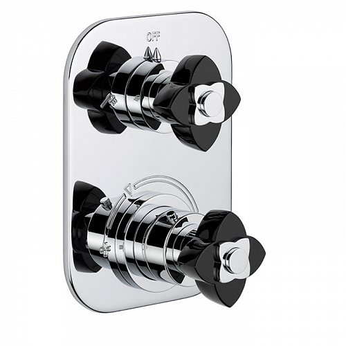 THG Petale de Cristal noir Смеситель для душа, термостатический, с переключателем на 2 потока, цвет: хром/черный хрусталь