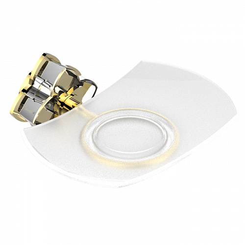 THG Pétale de cristal clair liseré doré Мыльница стеклянная, подвесная, цвет: золото/прозрачный хрусталь