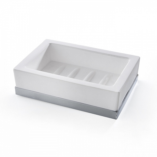 3SC Mood Deluxe White Мыльница настольная,  композит Solid Surface, цвет: белый матовый/хром 