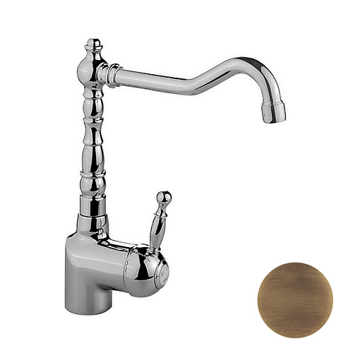 CISAL Arcana Royal Kitchen Смеситель однорычажный на 1 отверстие для кухни,с поворотным изливом 215 мм, цвет: бронза