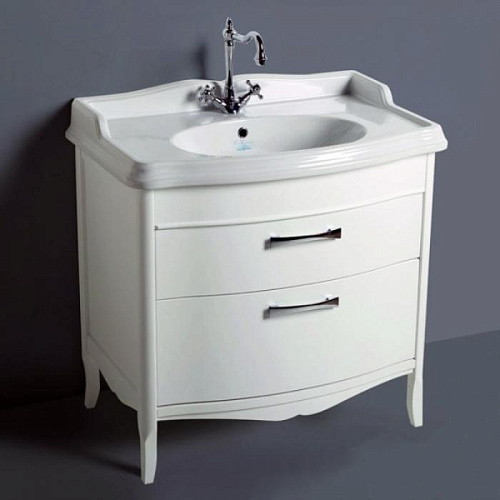 SIMAS Arcade Комплект мебели с двумя выдвижными ящиками, фурнитура хром с раковиной AR864, 90см, напольная, Цвет: белый