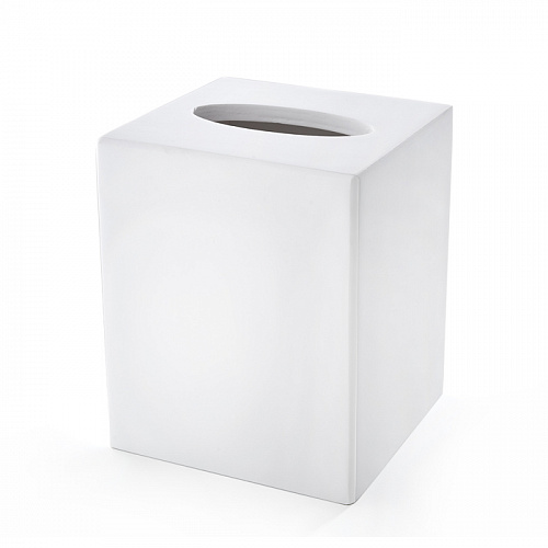 3SC Mood White Контейнер для бумажных салфеток, 12х12х14 см, квадратный, настольный, композит Solid Surface, цвет: белый матовый