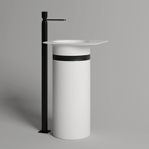 Salini Ninfea Раковина напольная 54.5х44.7х88cм, без отв.под смеситель, донный клапан "Up&Down", сифон, S-Stone, цвет: белый матовый