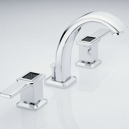 THG Métropolis à manettes cristal noir Смеситель для раковины, на 3 отв., цвет: хром/черный хрусталь