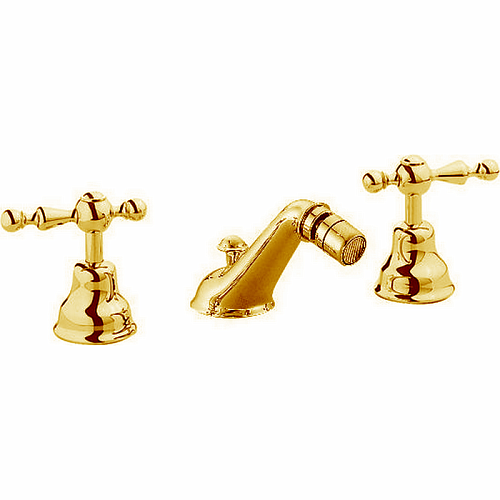 CISAL Arcana America Смеситель для биде на 3 отверстия, с донным клапаном, цвет: золото