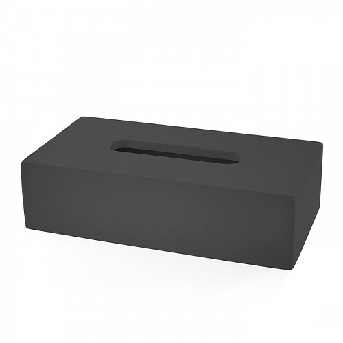 3SC Mood Black Контейнер для бумажных салфеток, 24х7х13 см, прямоугольный, настольный,  композит Solid Surface, цвет: чёрный матовый 