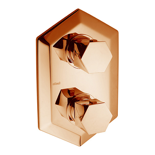 Cisal Cherie Смеситель для душа, встраиваемый, термостатический, внешняя часть, на 3 источника, цвет: Oro Rosa