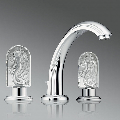 THG Naïade Смеситель для раковины, 3 отв., цвет: хром/прозрачный хрусталь