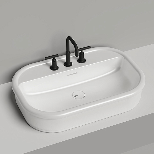 Salini Opera Раковина 75х50х16см., накладная, 3 отв., S-Sense, цвет: белый глянцевый