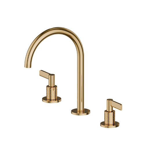 Newform Blink Chic Luxury Смеситель для раковины, 3 отв., средний, цвет: PVD glossy gold