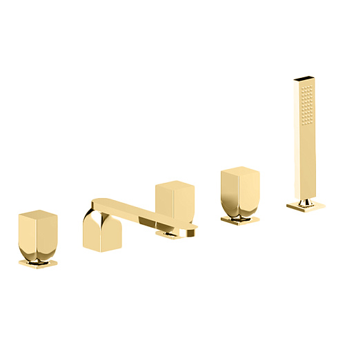 Cisal Hi-Rise Смеситель на борт ванны, 5 отв., с ручным душем, цвет: Gold Brushed