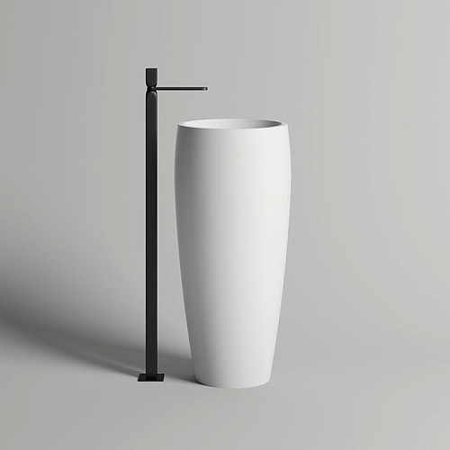 Salini Armonia 203 Раковина напольная 47х47х90cм., без отв., без перелива, донный клапан "Up&Down", материал: S-Sense, цвет: глянцевый белый