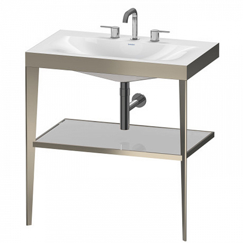 Duravit XViu Консоль напольная, 80x48x85см, с полкой, с раковиной без перелива, 3 отв., цвет: champagne matt/crome