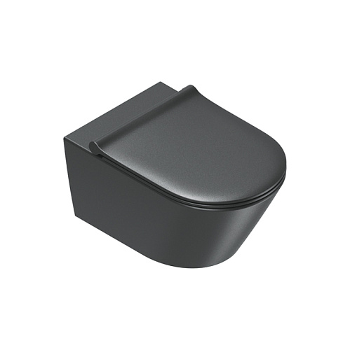 Catalano Zero Унитаз подвесной 55x35см, безободковый, смыв Silentech 3.0, покрытие Cataglaze+, цвет: черный матовый