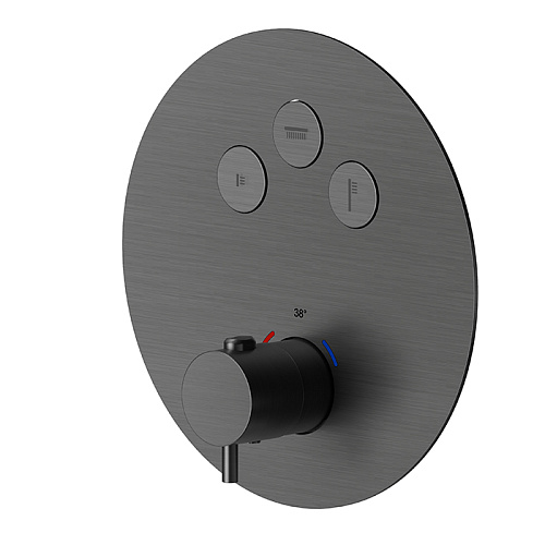 Newform X-STEEL 316 Смеситель для душа, встраиваемый, термостатический, на 3 источника, с кнопками, цвет: PVD Brushed gun metal