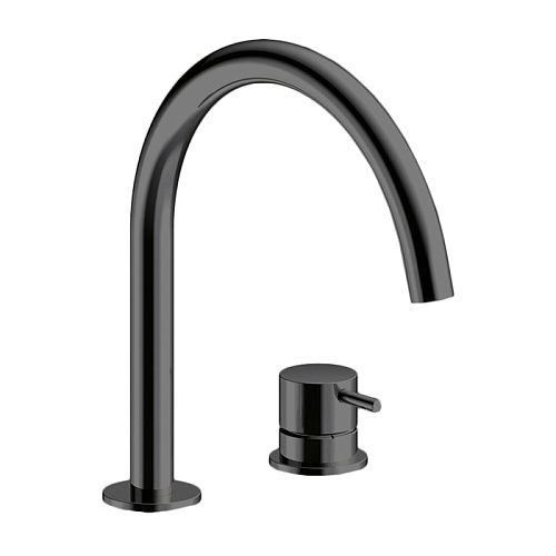 Almar Mixers Смеситель для раковины, 2 отв., без донного клапана, цвет: черный металл брашированный PVD