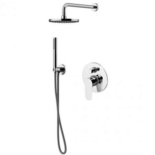 Gattoni H2Omix7000 Комплект для душа со смесителем встроенным на 2 выхода, ручным душем с держателем и верхним душем 250 мм, цвет: хром