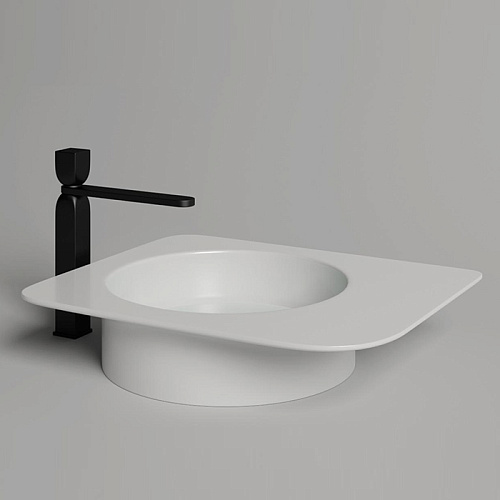 Salini Ninfea  Раковина накладная 54.5х44.7х12cм, без отв., без перелива, S-Stone, цвет: белый матовый