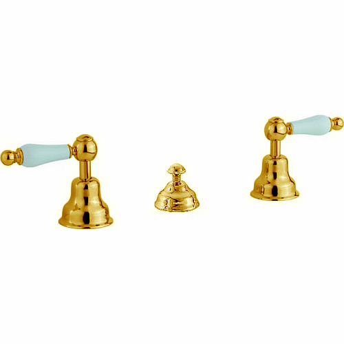 CISAL Arcana Toscana Смеситель для биде на 3 отверстия без излива, с донным клапаном, цвет: золото/белый