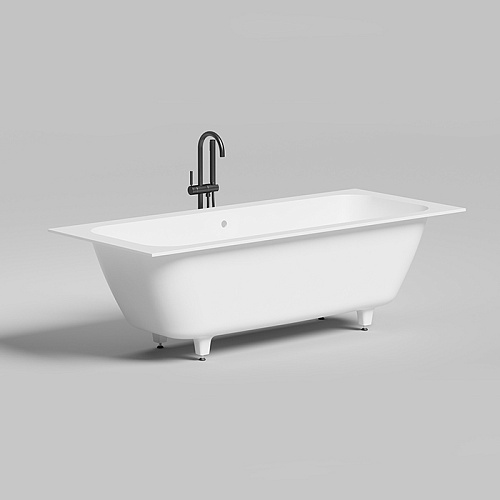 Salini Orlanda Axis Встраиваемая ванна на ножках 190.5х80х60см., круглый слив-перелив, материал: S-Stone, цвет: белый матовый