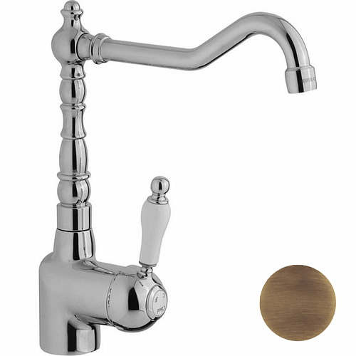 CISAL Смеситель однорычажный на 1 отверстие для кухни,с поворотным изливом 215 мм, цвет: бронза