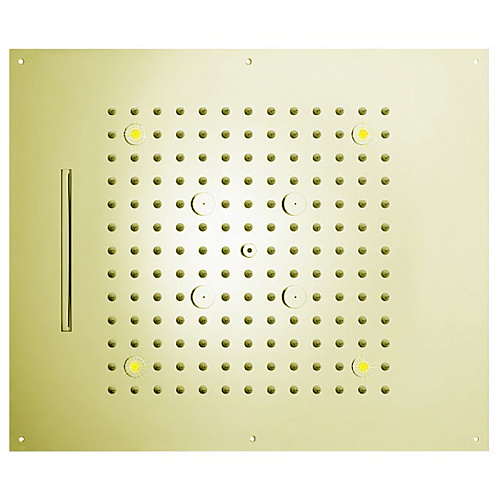 BOSSINI DREAM/3 Верхний душ 570x470 мм, 3 режима (дождь, каскад, туман) с 4 LED RGB, блок питания/управления, Cromoterapia, цвет: сатинированное золото