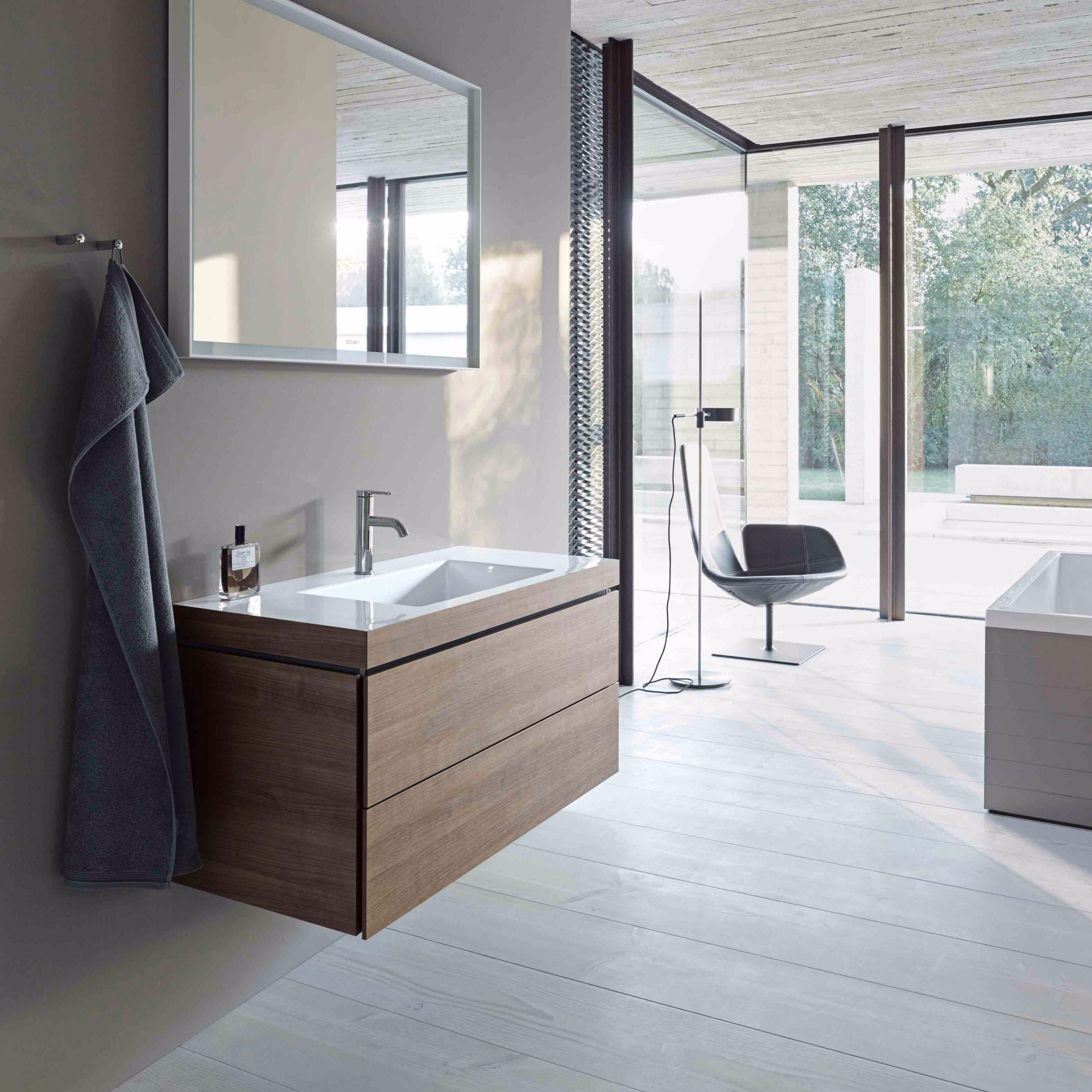 DURAVIT L-Cube комплект мебели, Тумба C-bonded, раковина  с фронтом, 50см, подвесной, цвет: Американский орех