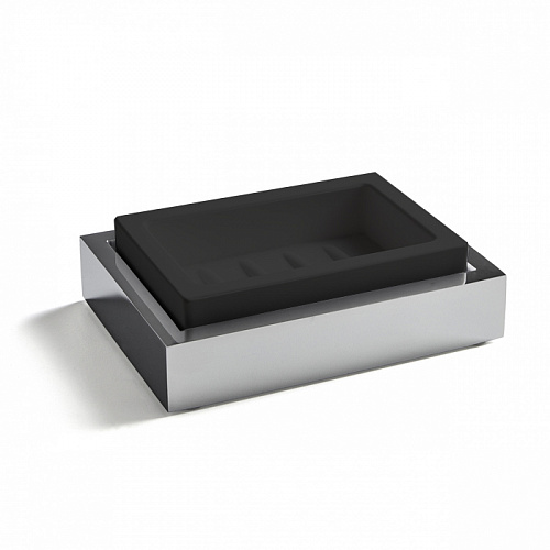 3SC SK 3.0 Мыльница подвесная, композит Solid Surface, цвет: чёрный/хром 