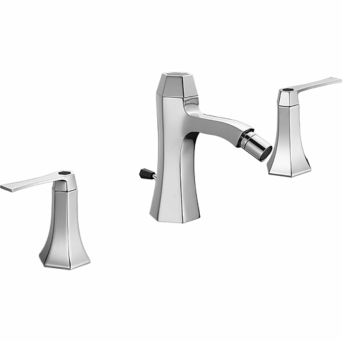 CISAL Cherie Смеситель для биде на 3 отверстия с донным клапаном, цвет: хром/черный матовый