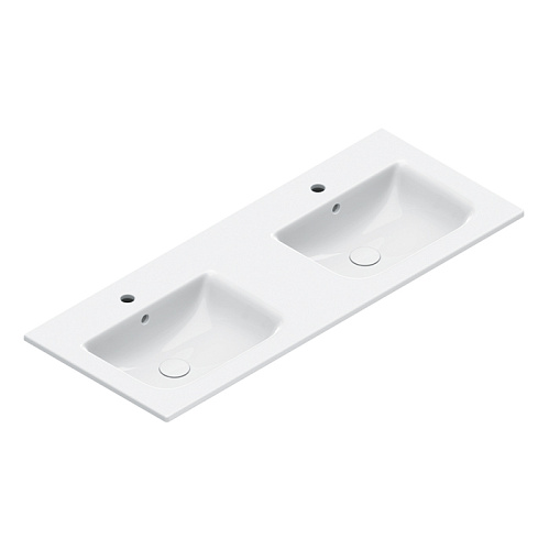 Catalano Italy Раковина 125x50см двойная, с 2 отв., цвет: белый глянцевый