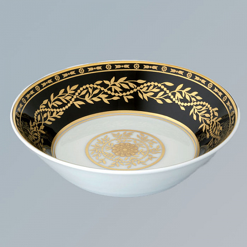 THG MARQUISE NOIR DECOR OR Блюдо керамическое ø130 мм., настольное, декор черный/золото, цвет: белый