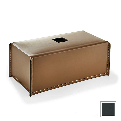 3SC Meridien Контейнер для бумажных салфеток 26х10х14см., настольный, гладкая кожа, цвет: Grigio Scuro