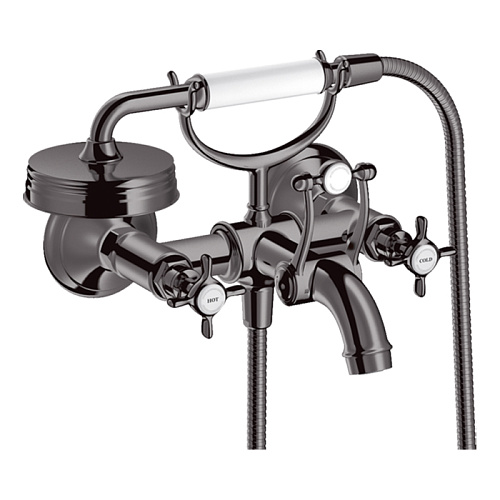 Axor Montreux Смеситель для ванны, настенный, с ручным душем, цвет: полированный черный хром