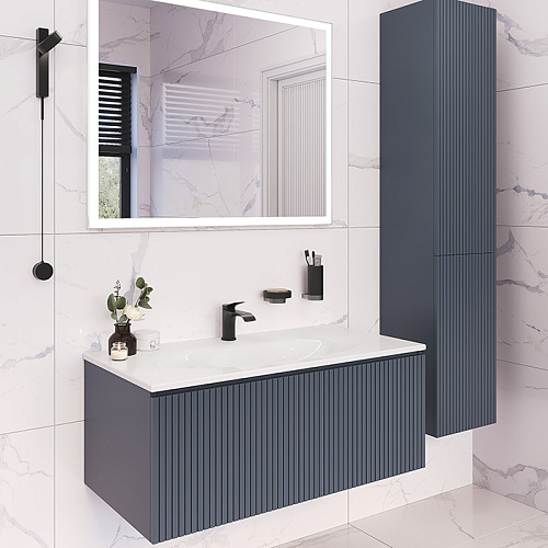 TW Shape комплект подвесной мебели 100х50см, с раковиной, с 1 выдвиж. ящиком с механизмом push-to-open, цвет: серый матовый RAL7016