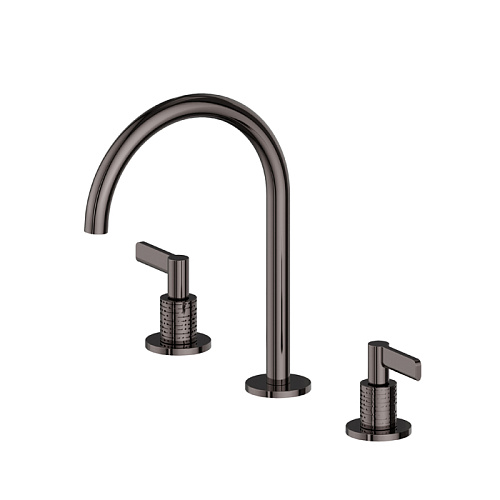 Newform Blink Chic Luxury Смеситель для раковины, 3 отв., средний, цвет: PVD gun metal