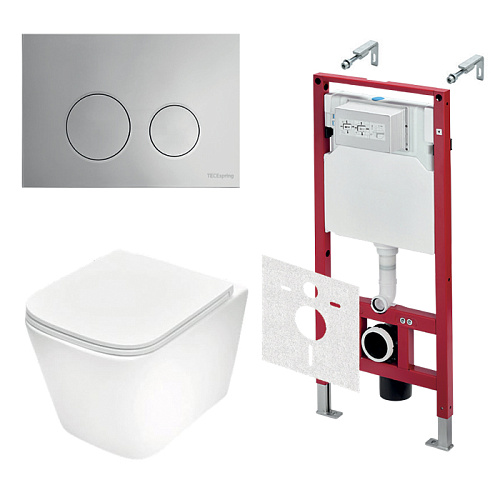 TECEspring Base Комплект: унитаз модель S, инсталяция, панель смыва LT с круглыми кнопками, цвет: белый / хром глянцевый