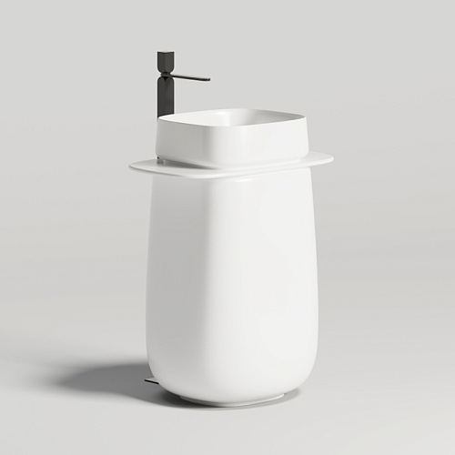 Salini Oriente Totem Раковина напольная, 70х49х90см, S-Sense, декор.накладка на слив, выпуск, сифон, цвет: белый глянцевый