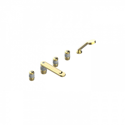 THG CORVAIR FIOR DI BOSCO Смеситель на борт ванны на 5 отверстий, двойной, с ручным душем, цвет: полированное золото