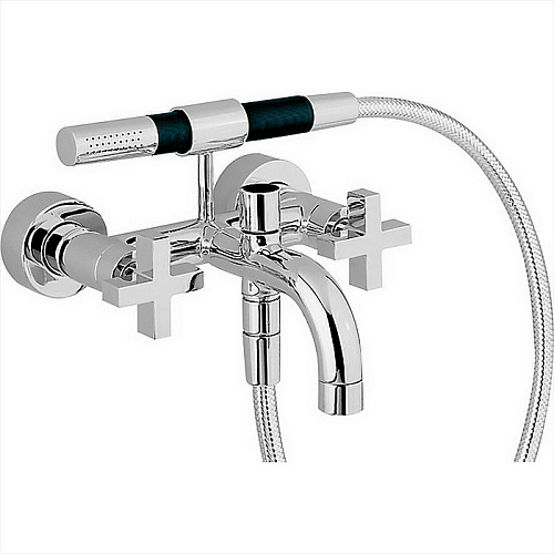 CISAL Barcelona Смеситель настенный для ванны/душа с ручной лейкой,держателем и шлангом, цвет: хром