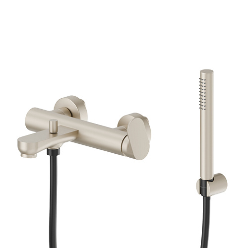 Newform Linfa II Смеситель для ванны, с изливом и ручным душем, цвет: gold satin