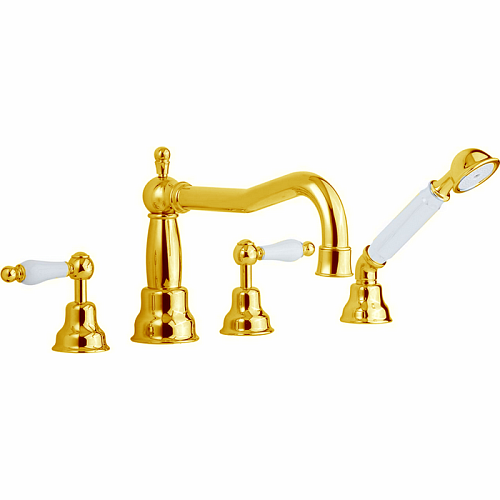 CISAL Arcana Toscana Смеситель на борт ванны на 4 отверстия, цвет: золото/белый