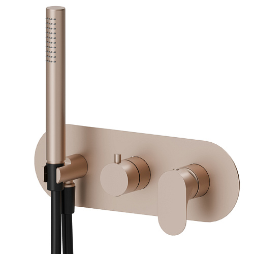 Newform Linfa II Смеситель для душа, встраиваемый, с ручным душем, 2 потока, внешняя часть, цвет: copper satin