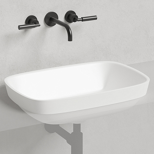 Salini Marea Раковина 60х40х17см., без отв., встраиваемая снизу, S-Sense, цвет: белый глянцевый