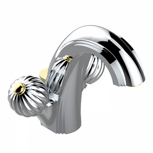  THG Mandarine metal Смеситель для раковины на 1 отверстие, с донным клапаном, цвет: хром/золото