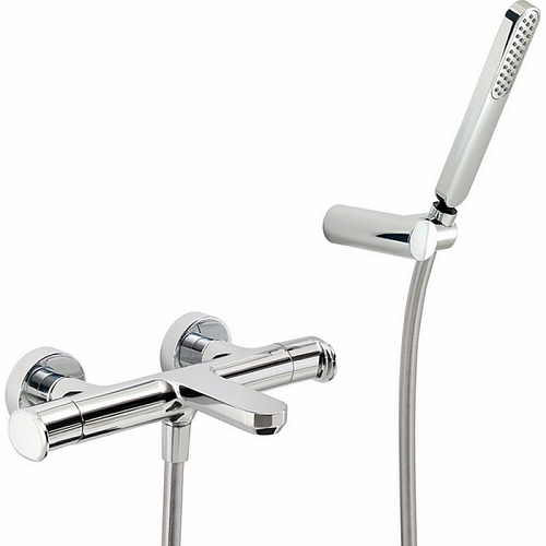 CISAL LineaViva Смеситель термостатический настенный для ванны/душа с ручной лейкой,держателем и шлангом, цвет: хром