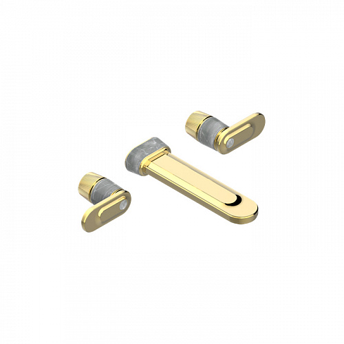 THG CORVAIR A MANETTES FIOR DI BOSCO Смеситель для раковины настенный, c 2 вентилями, внешняя часть, цвет: полированное золото