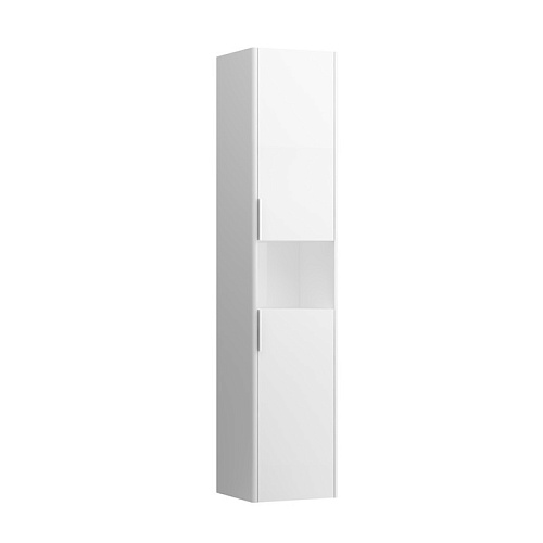Laufen Base Высокий шкаф 35x33.5x165см., 2 дверцы, петли справа, 1 открытая полка, 4 стеклянные полки, дизайн совпадает со шкафами под раковину, цвет: белый глянцевый   