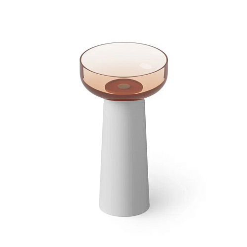 Dea Design Light Раковина 48x48x88см., напольная, без отв., Glasstech, прозрачная смола, цвет: чаша brown copper/пьедестал белый