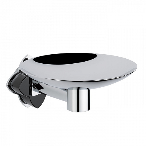 THG Petale de Cristal noir Мыльница металлическая ø 15см., подвесная, цвет: хром/черный хрусталь